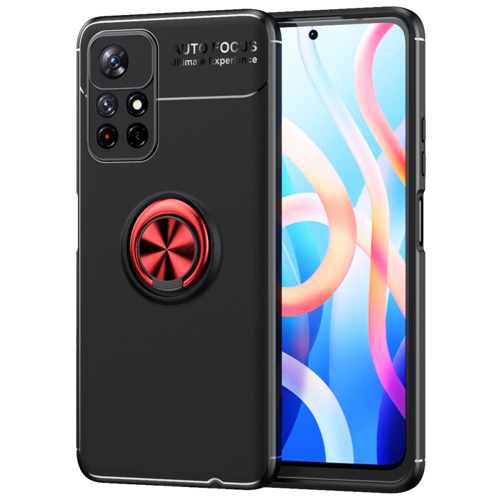 Θήκη Xiaomi Poco M4 Pro 5G / Redmi Note 11 OEM Magnetic Ring Kickstand / Μαγνητικό δαχτυλίδι / Βάση στήριξης TPU μαύρο / κόκκινο