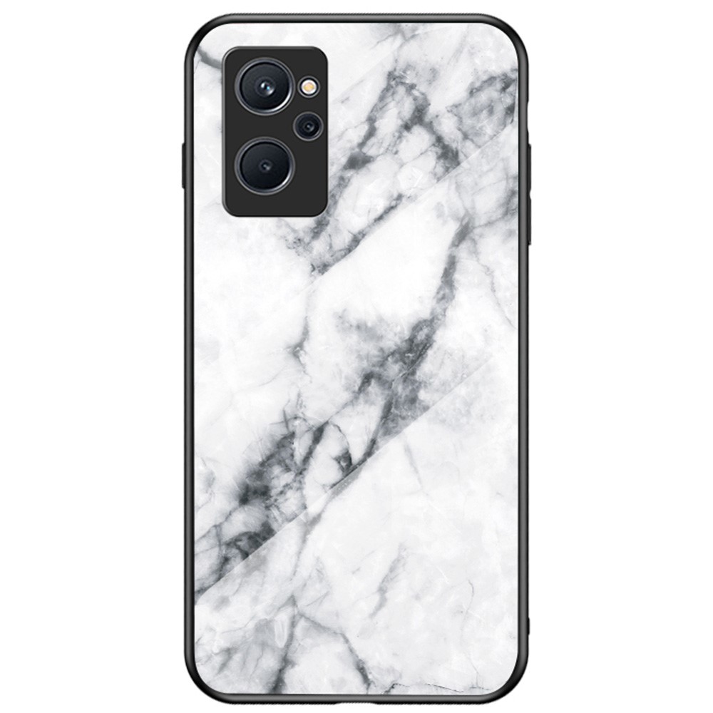 Θήκη Realme 9i OEM σχέδιο Marble με Πλάτη Tempered Glass TPU λευκό