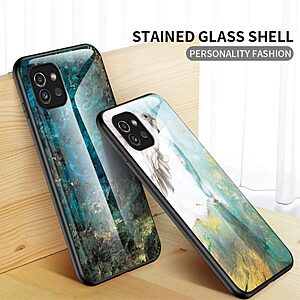 Θήκη Samsung Galaxy A03 OEM σχέδιο Marble με Πλάτη Tempered Glass TPU λευκό - Image 3