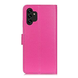 Θήκη Samsung Galaxy A13 OEM Litchi Skin  Leather με βάση στήριξης, υποδοχές καρτών και μαγνητικό κούμπωμα φούξια - Image 3