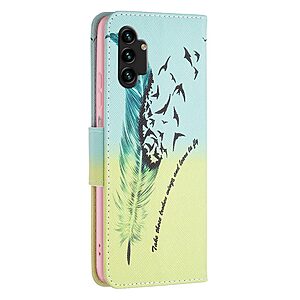Θήκη Samsung Galaxy A13 OEM Feather & Birds με βάση στήριξης, υποδοχές καρτών και μαγνητικό κούμπωμα Flip Wallet από συνθετικό δέρμα και TPU - Image 3