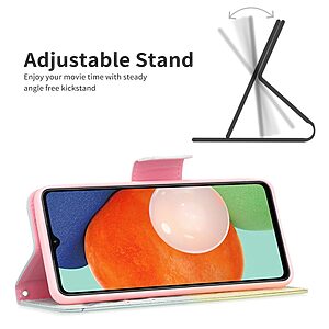 Θήκη Samsung Galaxy A13 OEM Feather & Birds με βάση στήριξης, υποδοχές καρτών και μαγνητικό κούμπωμα Flip Wallet από συνθετικό δέρμα και TPU - Image 5