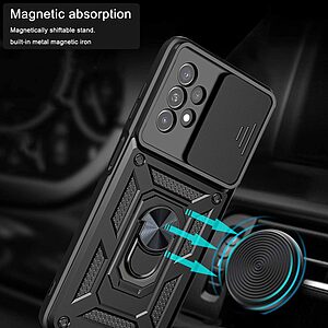 Θήκη Samsung Galaxy A13 OEM Camshield Armor Guard Πλάτη με προστασία για την κάμερα, Kickstand και Βάση στήριξης από σκλήρό Premium TPU μαύρο - Image 5