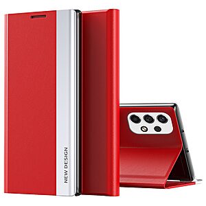 Θήκη Samsung Galaxy A33 5G OEM Invisible Magnet Leather Stand Cover με μαγνητικό κούμπωμα από συνθετικό δέρμα κόκκινο