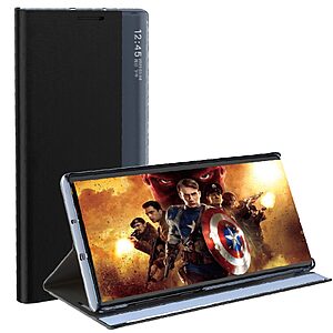 Θήκη Samsung Galaxy A33 5G OEM Half Mirror View Stand Cover με μαγνητικό κούμπωμα από συνθετικό δέρμα μαύρο - Image 3