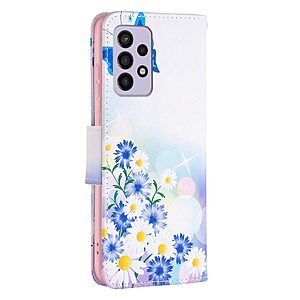 Θήκη Samsung Galaxy A33 5G OEM Blue Butterfly & Flowers με βάση στήριξης, υποδοχές καρτών και μαγνητικό κούμπωμα Flip Wallet από συνθετικό δέρμα και TPU - Image 3