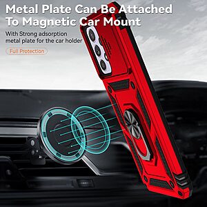 Θήκη Samsung Galaxy A33 5G OEM Camshield Armor Guard Πλάτη με προστασία για την κάμερα, Kickstand και Βάση στήριξης από σκλήρό Premium TPU κόκκινο - Image 3