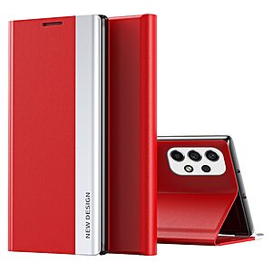 Θήκη Samsung Galaxy A53 5G OEM Invisible Magnet Leather Stand Cover με μαγνητικό κούμπωμα από συνθετικό δέρμα κόκκινο
