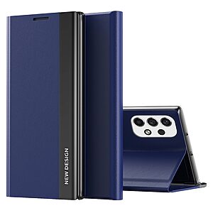 Θήκη Samsung Galaxy A53 5G OEM Invisible Magnet Leather Stand Cover με μαγνητικό κούμπωμα από συνθετικό δέρμα μπλε