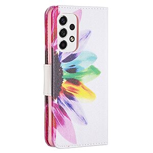 Θήκη Samsung Galaxy A53 5G OEM Colorful Petals με βάση στήριξης, υποδοχές καρτών και μαγνητικό κούμπωμα Flip Wallet από συνθετικό δέρμα και TPU - Image 3