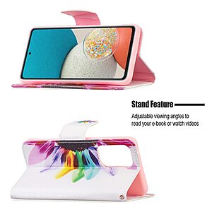 Θήκη Samsung Galaxy A53 5G OEM Colorful Petals με βάση στήριξης, υποδοχές καρτών και μαγνητικό κούμπωμα Flip Wallet από συνθετικό δέρμα και TPU - Image 4