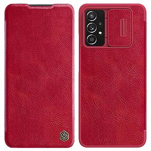 Θήκη Samsung Galaxy A73 5G NiLLkin Qin Series με προστασία κάμερας Flip Wallet από σκληρό πλαστικό και συνθετικό δέρμα κόκκινο
