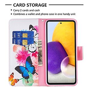 Θήκη Samsung Galaxy A73 5G OEM Vivid Butterflies με βάση στήριξης, υποδοχές καρτών και μαγνητικό κούμπωμα Flip Wallet από συνθετικό δέρμα και TPU - Image 5