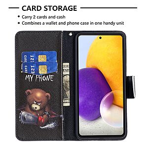 Θήκη Samsung Galaxy A73 5G OEM Angry bear with chainsaw με βάση στήριξης, υποδοχές καρτών και μαγνητικό κούμπωμα Flip Wallet από συνθετικό δέρμα και TPU - Image 5