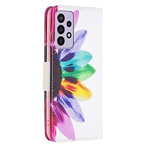 Θήκη Samsung Galaxy A73 5G OEM Colorful Petals με βάση στήριξης, υποδοχές καρτών και μαγνητικό κούμπωμα Flip Wallet από συνθετικό δέρμα και TPU - Image 3