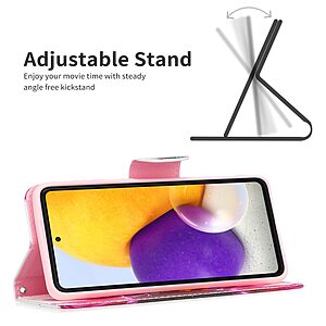 Θήκη Samsung Galaxy A73 5G OEM Colorful Petals με βάση στήριξης, υποδοχές καρτών και μαγνητικό κούμπωμα Flip Wallet από συνθετικό δέρμα και TPU - Image 4