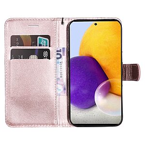 Θήκη Samsung Galaxy A73 5G OEM Leather Wallet Case Series 2 με βάση στήριξης, υποδοχές καρτών και μαγνητικό κούμπωμα Flip Wallet από συνθετικό δέρμα ροζ χρυσό - Image 4