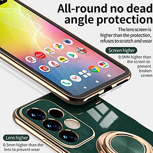 Θήκη Samsung Galaxy A73 5G OEM Magnetic Ring Kickstand / Μαγνητικό δαχτυλίδι / Βάση στήριξης Ultra Thin Frame Πλάτη από Premium TPU με μεταλιζέ περίβλημα μωβ - Image 5