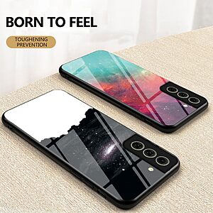 Θήκη Samsung Galaxy S21 FE OEM σχέδιο Starry Moon με πλάτη από Tempered Glass και εσωτερικό TPU - Image 3