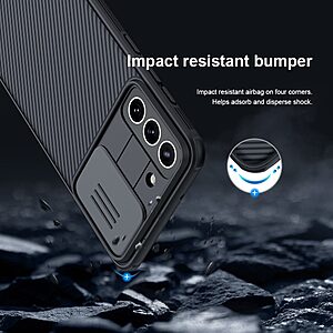 Θήκη Samsung Galaxy S21 FE NiLLkin Camshield Pro Series Πλάτη με προστασία για την κάμερα από σκλήρό Premium TPU μαύρο - Image 4