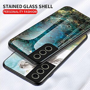 Θήκη Samsung Galaxy S21 FE OEM σχέδιο Marble με Πλάτη Tempered Glass TPU μαύρο - Image 4
