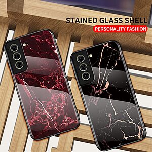 Θήκη Samsung Galaxy S21 FE OEM σχέδιο Marble με Πλάτη Tempered Glass TPU μαύρο - Image 5