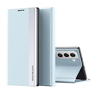 Θήκη Samsung Galaxy S22 Plus 5G OEM Invisible Magnet Leather Stand Cover με μαγνητικό κούμπωμα από συνθετικό δέρμα γαλάζιο