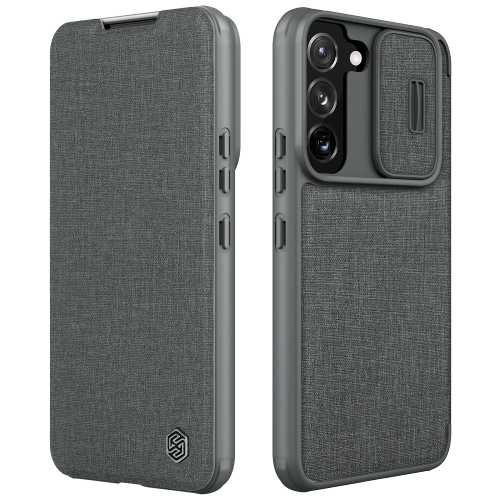 Θήκη Samsung Galaxy S22 Plus 5G NiLLkin Qin Pro Series με προστασία κάμερας Flip Wallet από σκληρό πλαστικό με ύφασμα και συνθετικό δέρμα γκρι