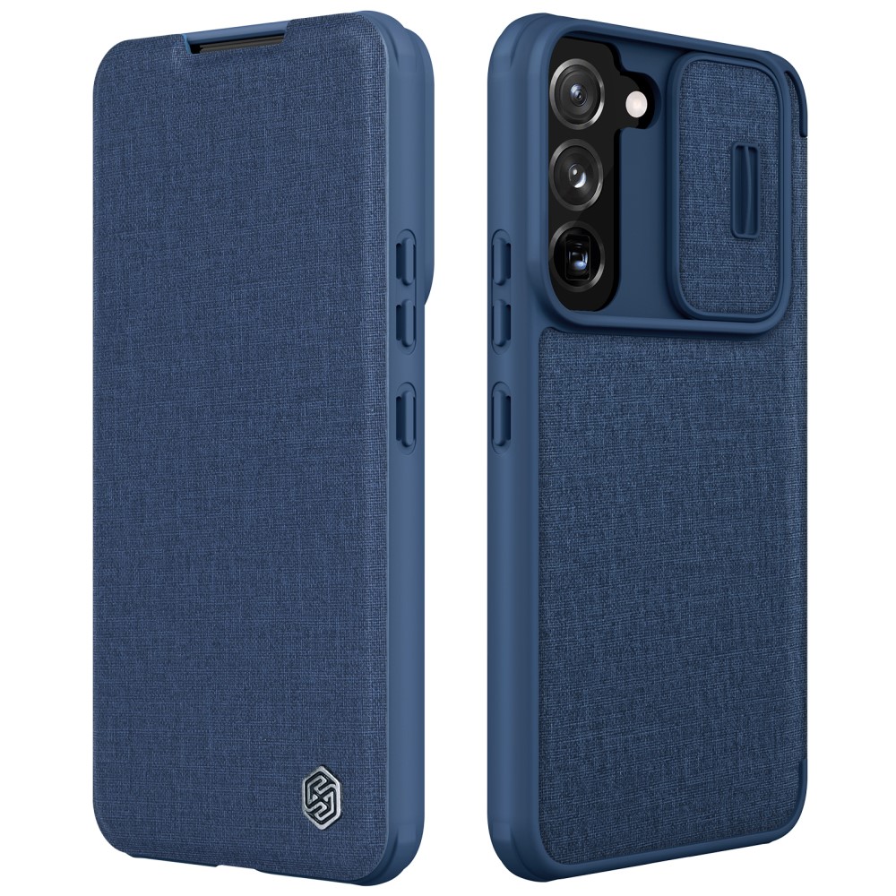 Θήκη Samsung Galaxy S22 Plus 5G NiLLkin Qin Pro Series με προστασία κάμερας Flip Wallet από σκληρό πλαστικό με ύφασμα και συνθετικό δέρμα μπλε