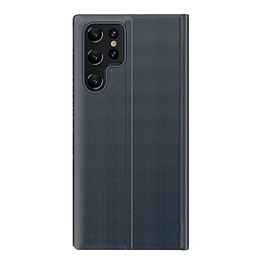 Θήκη Samsung Galaxy S22 Ultra 5G OEM Half Mirror View Stand Cover με μαγνητικό κούμπωμα από συνθετικό δέρμα μπλε - Image 3
