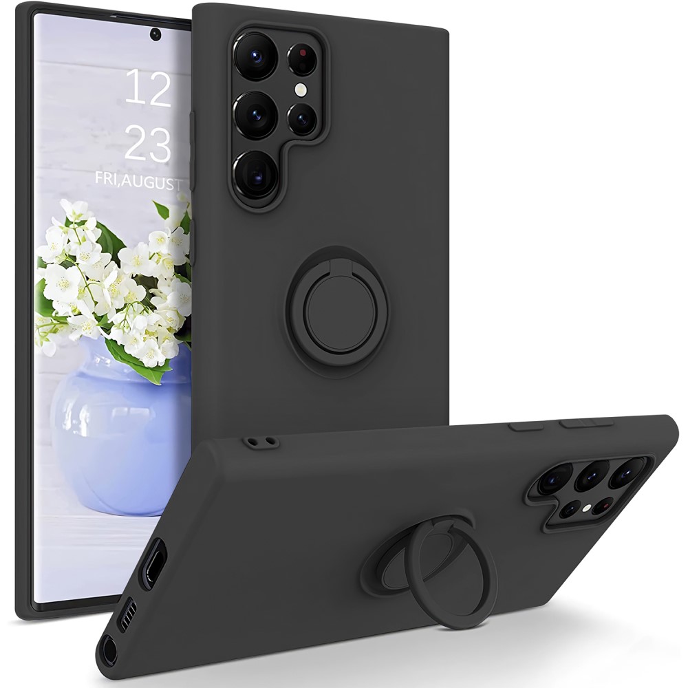 Θήκη Samsung Galaxy S22 Ultra 5G OEM Ultra Thin Matte Premium Πλάτη με ημίσκληρο TPU και δαχτυλίδι στήριξης μαύρο