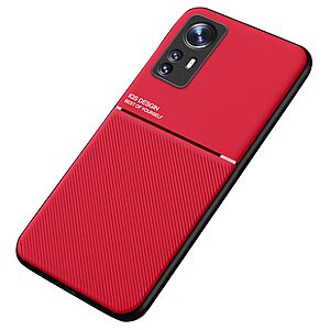Θήκη Xiaomi 12 Pro 5G OEM Inner Edge πλάτη με ενσωματωμένο μαγνήτη και υποστήριξη μαγνητικής βάσης από συνθετικό δέρμα TPU κόκκινο