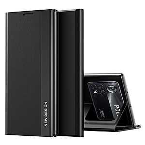 Θήκη Xiaomi Poco X4 Pro 5G OEM Invisible Magnet Leather Stand Cover με μαγνητικό κούμπωμα από συνθετικό δέρμα μαύρο