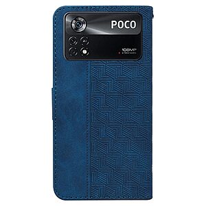 Θήκη Xiaomi Poco X4 Pro 5G OEM Leather Wallet Case Geometry Style με βάση στήριξης, υποδοχές καρτών και μαγνητικό κούμπωμα Flip Wallet από συνθετικό δέρμα μπλε - Image 3