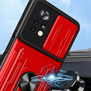 Θήκη Xiaomi Poco X4 Pro 5G OEM Camshield Armor Guard Πλάτη με προστασία για την κάμερα, Kickstand και Βάση στήριξης από σκλήρό Premium TPU μαύρο - Image 4