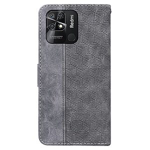 Θήκη Xiaomi Redmi 10C OEM Leather Wallet Case Geometry Style με βάση στήριξης, υποδοχές καρτών και μαγνητικό κούμπωμα Flip Wallet από συνθετικό δέρμα γκρι - Image 3