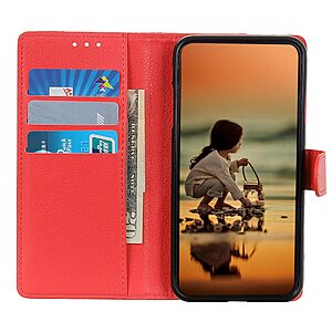 Θήκη Xiaomi Redmi 10C OEM Litchi Skin  Leather με βάση στήριξης, υποδοχές καρτών και μαγνητικό κούμπωμα κόκκινο - Image 4