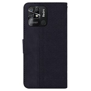 Θήκη Xiaomi Redmi 10C OEM Leather Wallet Case Geometry Style με βάση στήριξης, υποδοχές καρτών και μαγνητικό κούμπωμα Flip Wallet από συνθετικό δέρμα μαύρο - Image 3