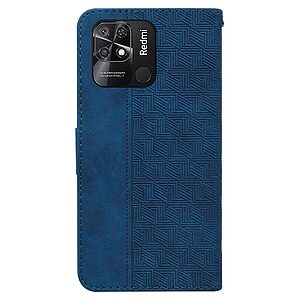 Θήκη Xiaomi Redmi 10C OEM Leather Wallet Case Geometry Style με βάση στήριξης, υποδοχές καρτών και μαγνητικό κούμπωμα Flip Wallet από συνθετικό δέρμα μπλε - Image 3