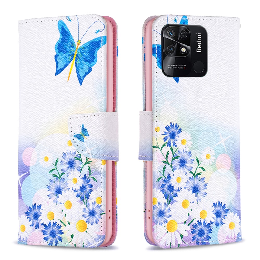 Θήκη Xiaomi Redmi 10C OEM Blue Butterfly & Flowers με βάση στήριξης Θήκη Xiaomi Redmi 10C OEM Blue Butterfly & Flowers με βάση στήριξης