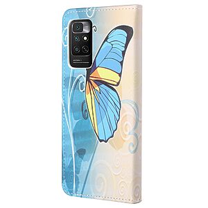 Θήκη Xiaomi Redmi Note 11 / 11S OEM Blue Butterfly & Flowers με βάση στήριξης, υποδοχές καρτών και μαγνητικό κούμπωμα Flip Wallet από συνθετικό δέρμα και TPU - Image 3
