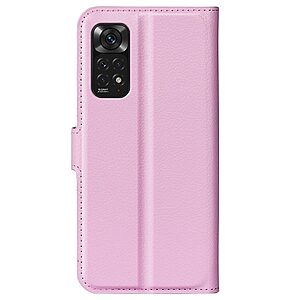 Θήκη Xiaomi Redmi Note 11 / 11S OEM Litchi Skin Leather με βάση στήριξης, υποδοχές καρτών και μαγνητικό κούμπωμα ροζ - Image 3