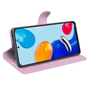Θήκη Xiaomi Redmi Note 11 / 11S OEM Litchi Skin Leather με βάση στήριξης, υποδοχές καρτών και μαγνητικό κούμπωμα ροζ - Image 5