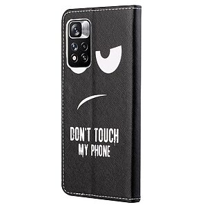 Θήκη Xiaomi Redmi Note 11 Pro / 11 Pro 5G OEM Σχέδιο Don’t Touch My Phone με βάση στήριξης, υποδοχές καρτών και μαγνητικό κούμπωμα Flip Wallet δερματίνη - Image 3
