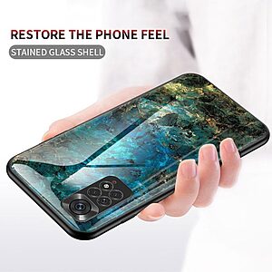 Θήκη Xiaomi Redmi Note 11 / 11S OEM σχέδιο Marble με Πλάτη Tempered Glass TPU κόκκινο - Image 3