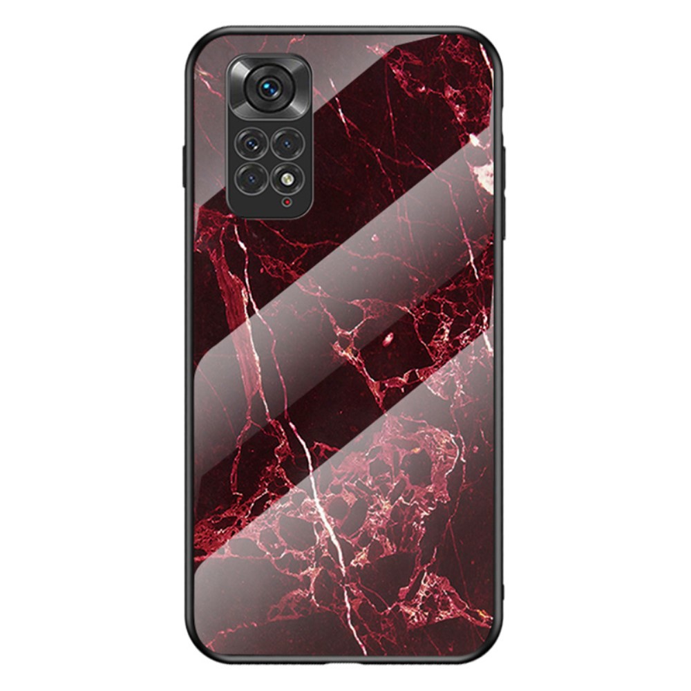 Θήκη Xiaomi Redmi Note 11 / 11S OEM σχέδιο Marble με Πλάτη Tempered Glass TPU κόκκινο Θήκη Xiaomi Redmi Note 11 / 11S OEM σχέδιο Marble με Πλάτη Tempered Glass TPU κόκκινο