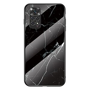 Θήκη Xiaomi Redmi Note 11 / 11S OEM σχέδιο Marble με Πλάτη Tempered Glass TPU μαύρο