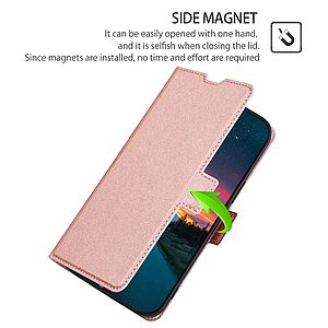 Θήκη Huawei Nova 9 Se OEM Skin Pro ultra thin με βάση στήριξης, υποδοχή καρτών και μαγνητικό κούμπωμα Flip Wallet από συνθετικό δέρμα και TPU ροζ χρυσό - Image 5