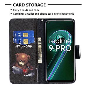 Θήκη Realme 9 5G / 9 Pro 5G OEM Angry bear with chainsaw με βάση στήριξης, υποδοχές καρτών και μαγνητικό κούμπωμα Flip Wallet από συνθετικό δέρμα και TPU - Image 5
