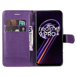 υποδοχές καρτών και μαγνητικό κούμπωμα Flip Wallet από συνθετικό δέρμα μωβ